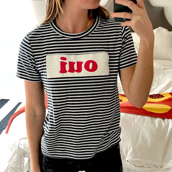 Truly Madly Deeply Tops - Urban Outfitters Navy Striped Oui Tee